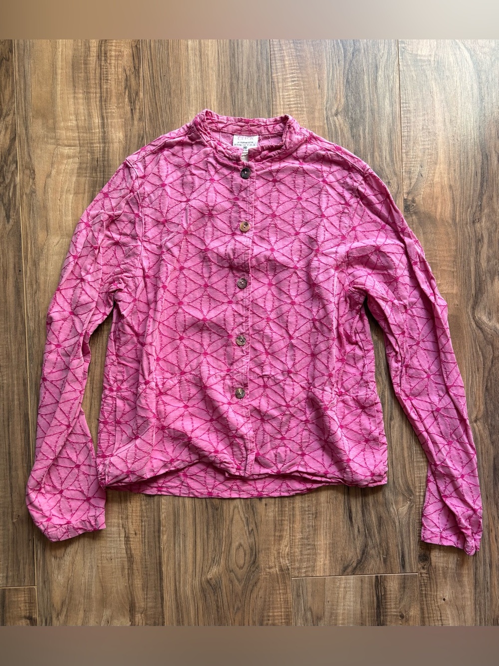 Vintage 90s CLICK by Color Me Cotton Pink Quilted Textured Blouse/Jacket XS USA